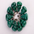 Handcrafted green malachite stone gourd pendants with striped patterns and metal clasps - Malachite