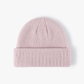 Warm winter ribbed knit beanie in light pink, stylish cuffed brimless cap for men - Lotus Pink (22B325)