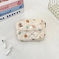 Quilted mini cotton wallet with cartoon bear pattern and flap pocket detail - Goodnight Bear