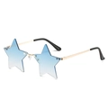 Star-shaped rimless sunglasses with blue gradient lenses and gold metal frames - Gold Frame Gradient Blue