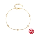 Pulsera clásica de plata de ley S925 bañada en oro con cinco circonitas cúbicas - Plata 925 / Dorado