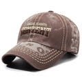 Vintage washed brown baseball cap featuring Airmail Flights embroidery and distressed details - Adjustable / Coffee
