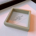 Light green square PE film floating jewelry display box for earrings and necklaces - 9x9cm Floating Jewelry Box