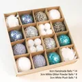 Set da 30 pezzi di palline decorative bianche e grigie per l'albero di Natale - Blu
