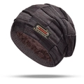 Berretto invernale da uomo in maglia con fodera in pile e motivo a quadri classico - Solo Cappello / caffè