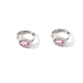 Boucles d'oreilles en acier argenté avec cristaux roses en forme de larme - Argent/Zircone Rose
