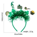 Green St. Patrick's Day headband with clover and leprechaun motifs, 23cm height - Rainbow Leprechaun Pipe Gold Pot