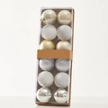 Set van 12 elegante wit-zilveren kerstballen in een doorzichtige geschenkverpakking - 6cm 12 Stuks / Zilver