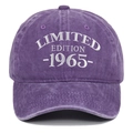Purple washed cotton baseball cap with 1965 Limited Edition white embroidery - Purple