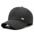 Deep gray thermal baseball cap for men with fleece lining and mountain metal emblem - Gray