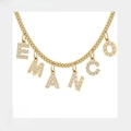 Custom gold stainless steel necklace with six zircon-inlaid letters EMANCO for DIY names - 6 Letters / Gold