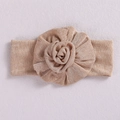 Soft light gold fabric baby headband featuring a large 3D floral design for infants - Light gold