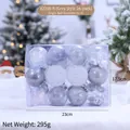 Set di 24 palline di Natale grigie con glitter e piume in scatola decorativa da 6cm - Stile Grigio (X2205-B) / Set da 24