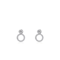 Elegantes pendientes de doble aro en plata S925 con brillantes cristales de circón - Plata 925 / Color Plata de Ley 925