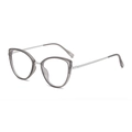 Occhiali cat-eye con montatura grigio-viola semitrasparente e stanghette argento - Montatura Grigio Argento Anti Luce Blu C4