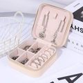 Portable beige jewelry organizer box with zipper for rings and necklaces - Yellow
