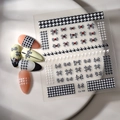Classic houndstooth nail art stickers with bowknot crystals and French style motifs - Houndstooth Bow Style (CO-188)