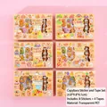 Capybara theme sticker tape set featuring 8 PET stickers and 4 rolls in a portable box - SZ-136 Capybara Tape Set