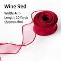4cm wide wine red chiffon ribbon, 10 yards translucent organza for cake decoration - Fishtail Ribbon Wine Red / 4cm Wide 9m Long