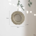 Champagne gold sunflower ornament with glitter texture and mini photo frame, 8cm size - Champagne Resin Round Frame