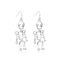 Gothic silver skull drop earrings with hook fasteners for Halloween costume - 15 Skeleton Style