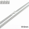 6mm silver stainless steel Cuban link chain necklace with durable lobster clasp - 6mm Steel Silver / Necklace 50cm