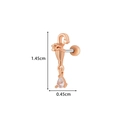 Rose gold heart bow earring with a clear drop zircon, size 1.45cm by 0.45cm - 8# Rose Gold (Umbrella Style)