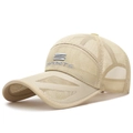 Berretto da baseball in rete beige con ricamo sportivo per protezione solare estiva - Regolabile / Beige