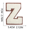 Detailed size view of chenille letter Z patch in cream with brown embroidered border - Letter Z