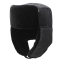 Winter men's faux suede Ushanka hat with warm fur lining and ear flaps in black - Classic Suede Bomber Hat