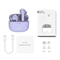 A12 Pro TWS wireless earbuds in lilac purple with charging case and accessories set - A12 PRO Purple