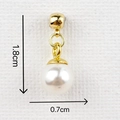 Macro shot of gold charm with a 0.7cm white pearl and dimensions shown in detail - Pearl Pendant