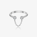 Anello regolabile in argento sterling S925 con pendente in zircone e catenina - Aperto Regolabile / Platino