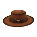 Western red felt cowboy hat with blackened gradient brim and silver bull head metal buckle - One Size (M Convex Dome) / Khaki (Brown Bull Head)