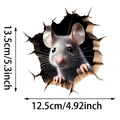 3D cartoon mouse hole wall sticker with realistic gray mouse, size 13.5x12.5cm - Mouse Peeking from Wall Hole(UV50010T_T)