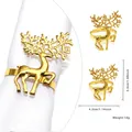Servilletero de reno dorado con diseño de cabeza de ciervo hueca para decoración navideña - 53-Silueta de Reno Dorado