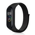 Black nylon loop sport strap with adjustable hook and loop for smart fitness tracker - Black