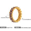 Detailed size specifications of gold-plated stainless steel ring with purple zircon - US 7 / Gold Purple Zirconia