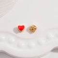 Red enamel heart charm bead with gold trim for S925 sterling silver DIY jewelry making - Gold Plated Red Enamel Heart Bead