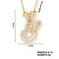 Gold letter S butterfly pendant with white cubic zirconia and matching chain - Butterfly Letter S Pendant Style (N00203J-H--S)
