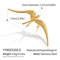 Detailed size specifications for the gold swallow ring in stainless steel with measurements - Gold (YYR025338-G)