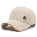 Beige baseball cap in waffle knit with vintage Chinese emblem and metal sport badge - Adjustable / Light Beige