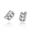 Three-layer silver 316 stainless steel ear cuffs in minimalist non-pierced design - Silver Three-layer Hollow Curved Tube Style (PG017)