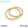 Pair of 2mm twisted rope rings in gold and rose gold finishes, 2.5g stainless steel set - US 7