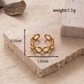 Adjustable golden link chain ring with minimalist vintage style on stone display - MN383-Gold (Interlocking Chain)