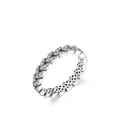 Ring aus S925 Sterlingsilber mit Blattmotiv und Zirkonia auf weißem Grund - US 5 / Silber