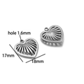 Polished silver stainless steel hollow heart charm with 1.6mm hole size and 18mm dimensions - Silver Heart 02
