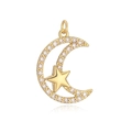 Charming gold-plated crescent moon and star pendant with sparkling cubic zirconia stones - 24-Star and Moon Zirconia