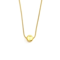 Golden stainless steel snake chain necklace with a sliding letter T round bead pendant - Letter T