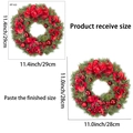 Detailed dimensions of Christmas wreath window sticker with red berries and ribbon - JDT-A23 Red Flower & Berries Style